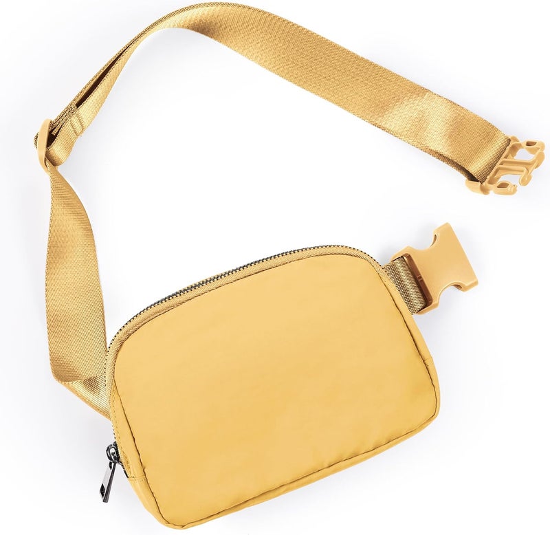 ODODOS Unisex Mini Belt Bag with Adjustable Strap Small Fanny Pack for Workout Running Traveling Hiking, Buff Yellow - Image 1